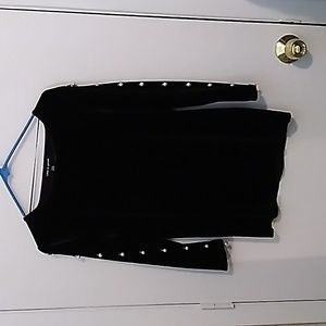 Cable & gauge black velvety top with pearl buttons NWT